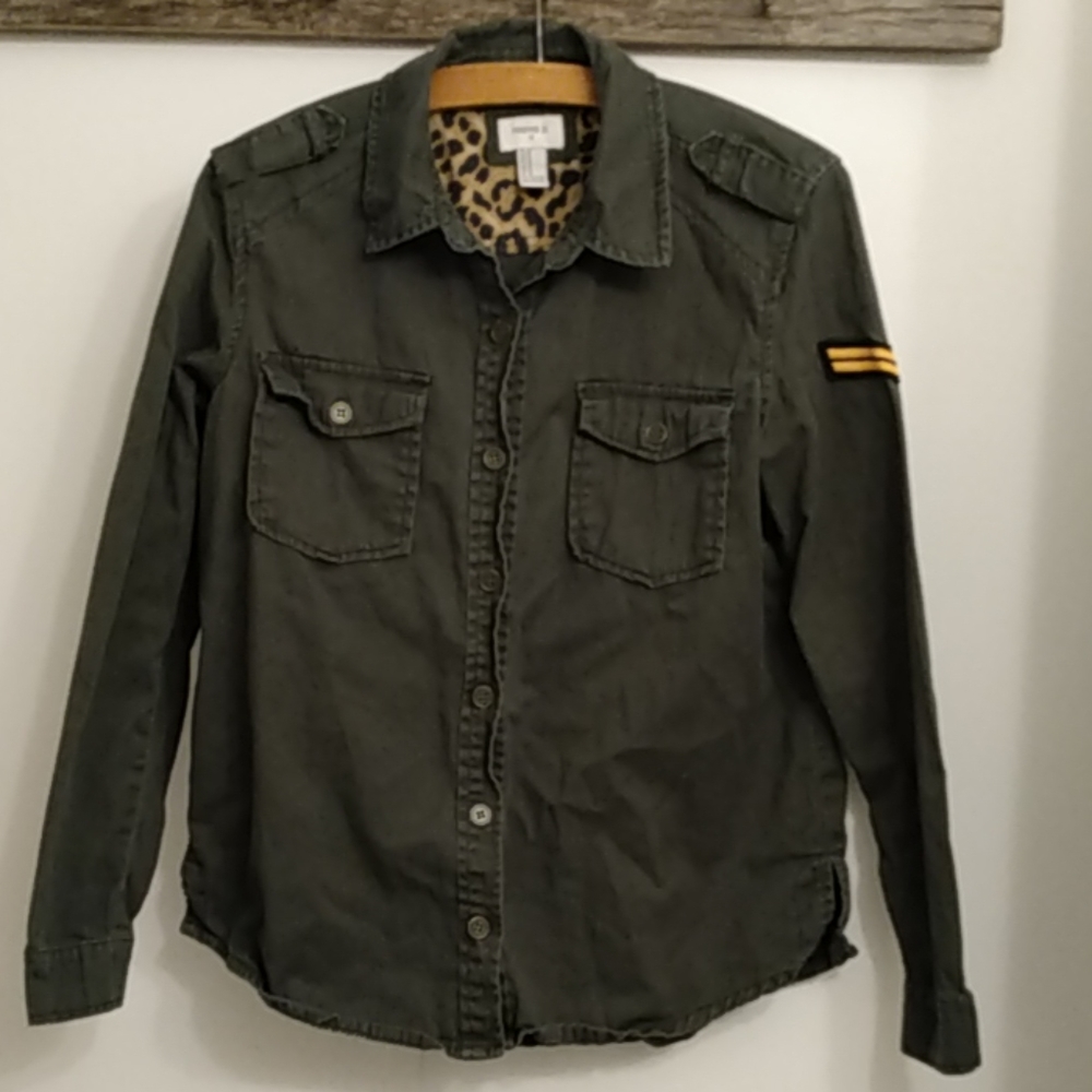 Army green button up